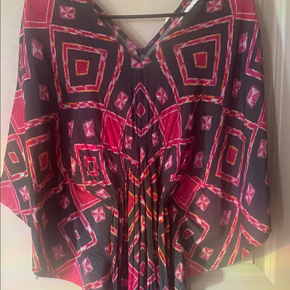 Anthropologie Pink and Black Geometric Maxi Dress - Picture 3 of 5